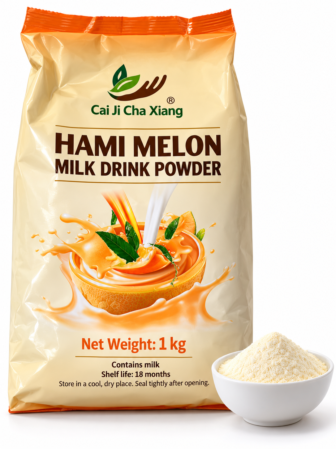 Cai Ji Cha Xiang Hami Melon Milk Drink Powder – 1 kg