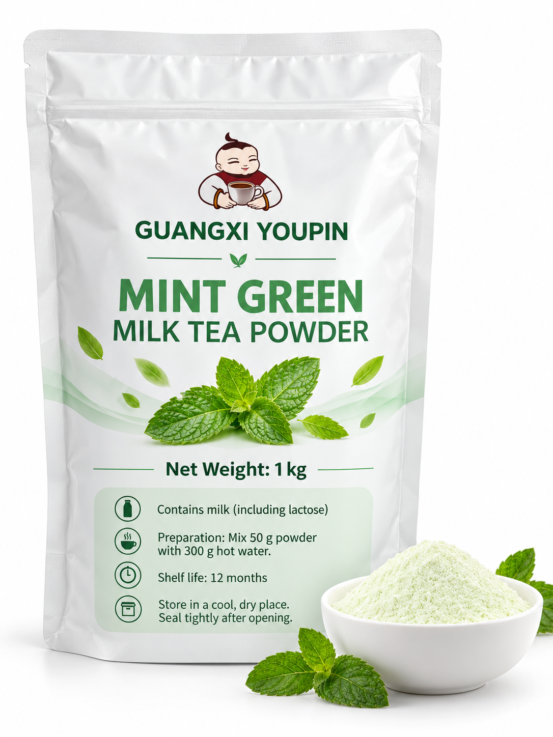 Guangxi Youpin Mint Green Milk Tea Powder – 1 kg